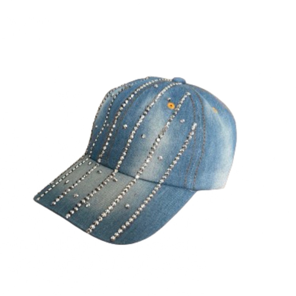 Rhinestone Denim Baseball Cap
